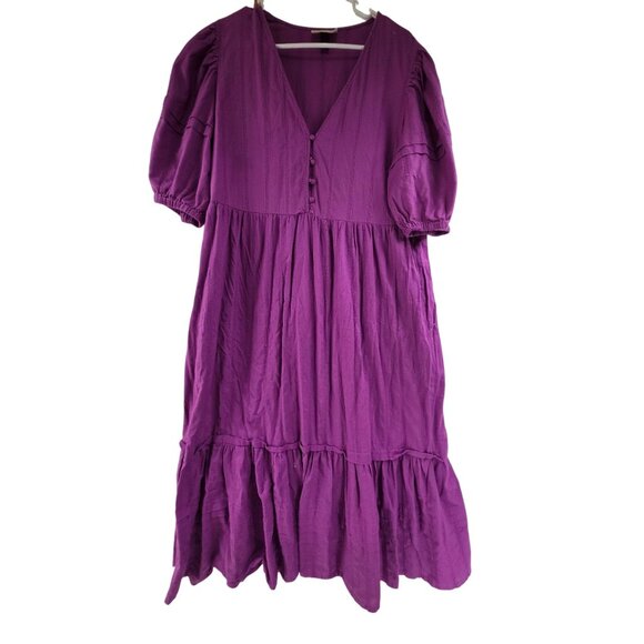 Universal Thread Women's Midi Dress Puff Elbow Sleeve Dress Purple Sz XL Casual - Picture 2 of 7